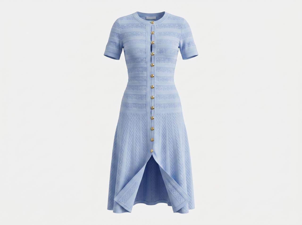 Sandro Light Blue Knit Button Dress 💙