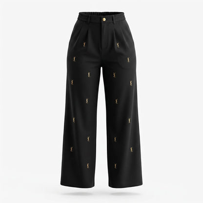 Saint Laurent Black Logo Wide-Leg Pants 🖤✨