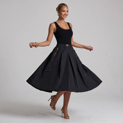 Prada Black Pleated Midi Skirt 🖤✨