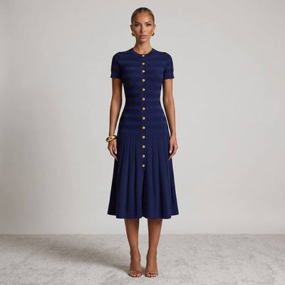 Sandro Navy Knit Button-Front Midi Dress 💙✨
