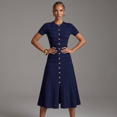 Sandro Navy Knit Button-Front Midi Dress 💙✨