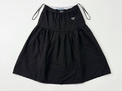 Prada Black Nylon Mini Skirt with Silver Logo 🖤✨