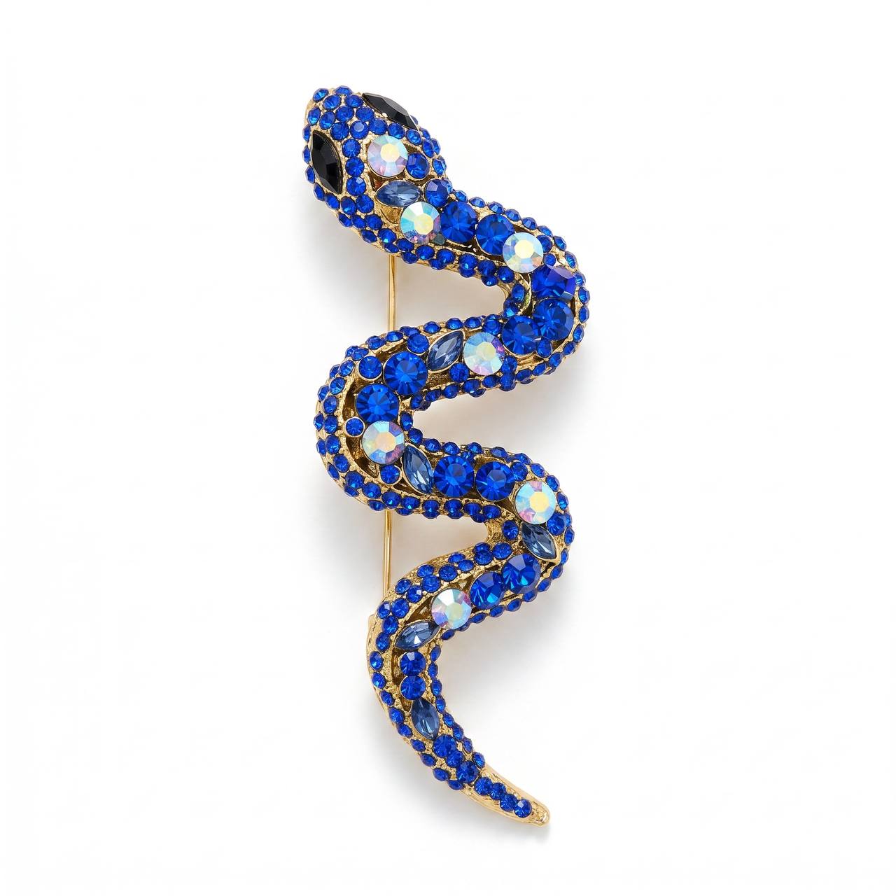🐍💙 Sapphire Blue Crystal Snake Statement Brooch ✨