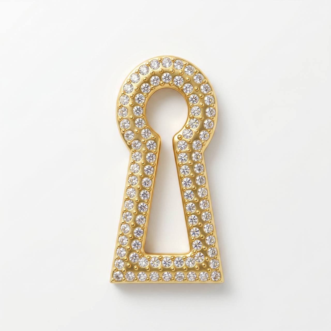 🔐💎 Golden Crystal Keyhole Statement Brooch ✨