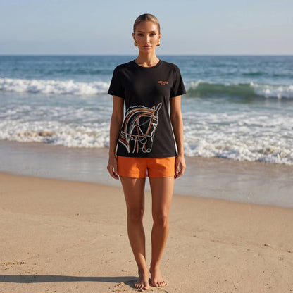 🖤 Hermès Black Horse Graphic T-Shirt – Luxury Casual Tee 🧡
