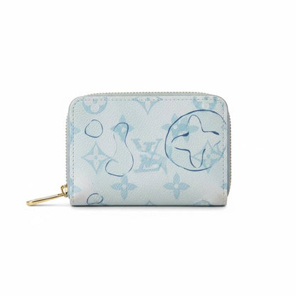 Louis Vuitton Pastel Blue Monogram Zipped Wallet – Elegant Mini Luxury 🤍💙✨