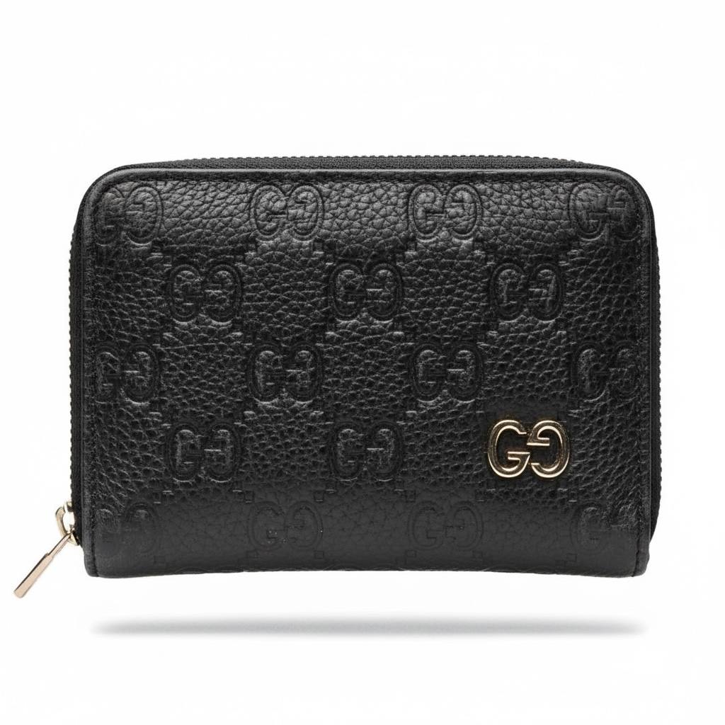 Gucci GG Embossed Black Zipped Wallet – Luxury Compact Design 🖤✨