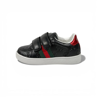 Gucci Kids Black Leather Sneakers with Web Stripe – Luxury Comfort for Little Steps 👶👟🖤