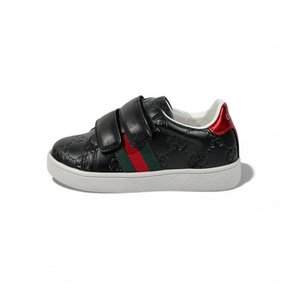 Gucci Kids Black Leather Sneakers with Web Stripe – Luxury Comfort for Little Steps 👶👟🖤
