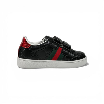 Gucci Kids Black Leather Sneakers with Web Stripe – Luxury Comfort for Little Steps 👶👟🖤