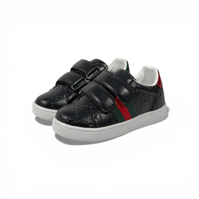 Gucci Kids Black Leather Sneakers with Web Stripe – Luxury Comfort for Little Steps 👶👟🖤