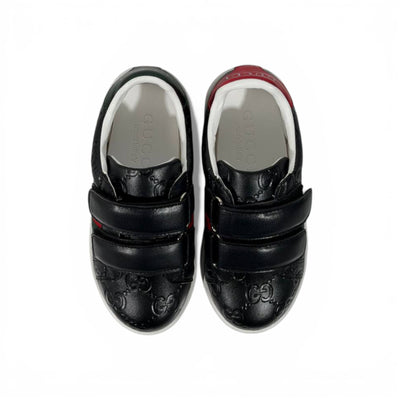 Gucci Kids Black Leather Sneakers with Web Stripe – Luxury Comfort for Little Steps 👶👟🖤