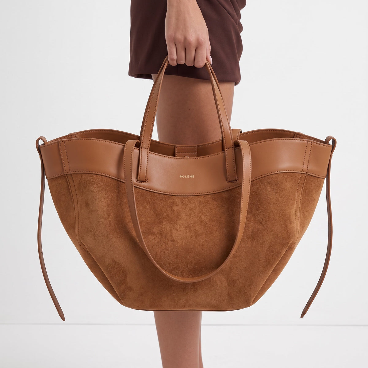 Polène Large Tote – Camel Suede & Leather 👜 - MASTERPIECE