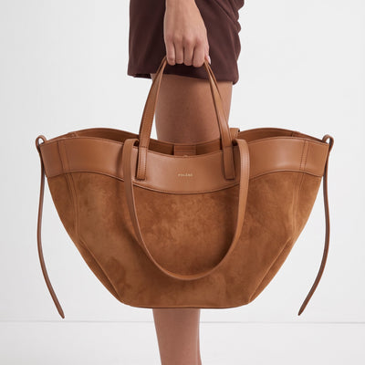 Polène Large Tote – Camel Suede & Leather 👜 - MASTERPIECE