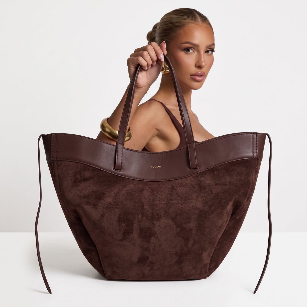 Polène Oversize Tote Bag – Chocolate Brown 👜 - MASTERPIECE