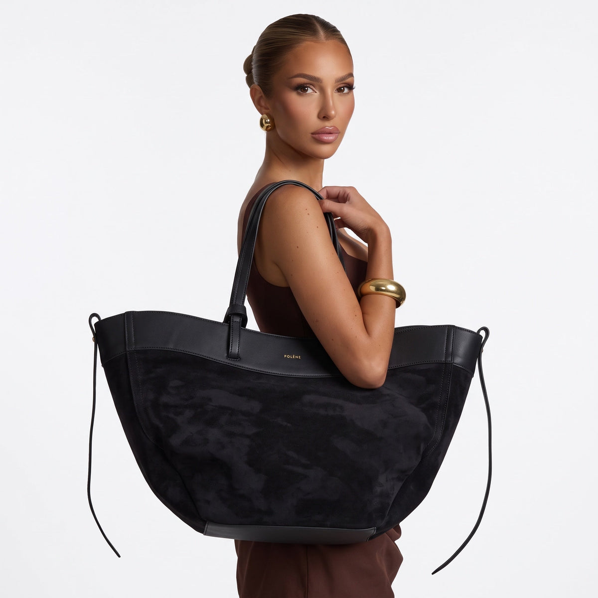 Polène Tote – Black Suede & Leather 👜🖤 - MASTERPIECE