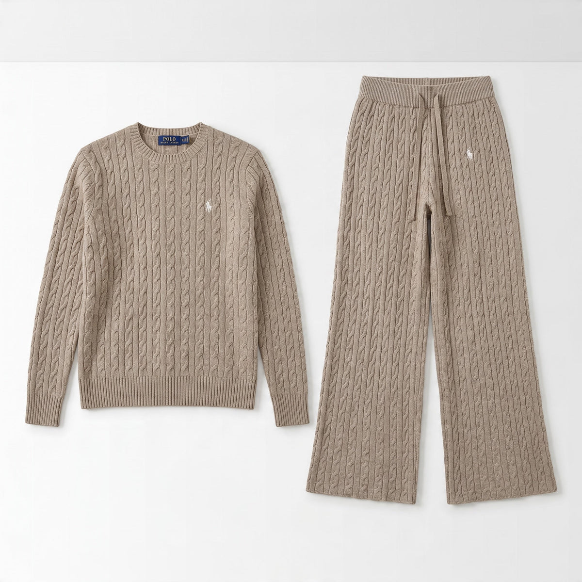 Polo Ralph Lauren Cable-Knit Lounge Set – Taupe - MASTERPIECE