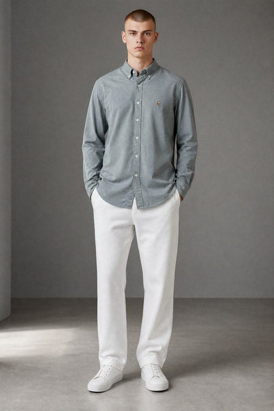 Polo Ralph Lauren Premium Oxford Button-Down Shirt for Men – Classic Relaxed Fit Smart Casual Shirt 🩶✨ - MASTERPIECE