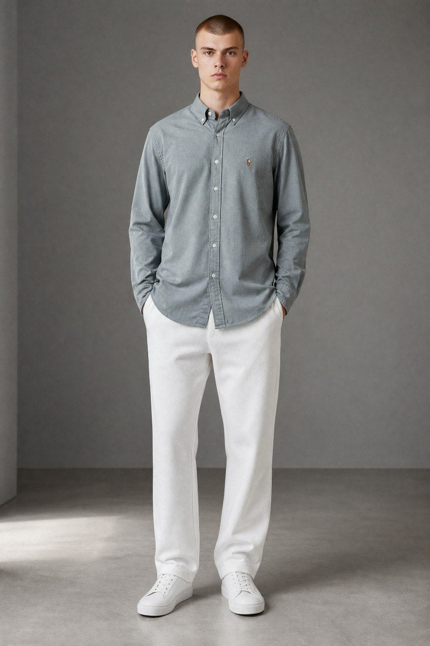Polo Ralph Lauren Premium Oxford Button-Down Shirt for Men – Classic Relaxed Fit Smart Casual Shirt 🩶✨ - MASTERPIECE