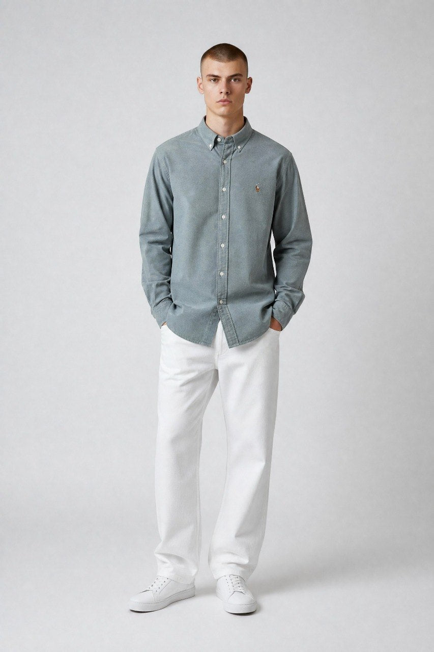 Polo Ralph Lauren Premium Oxford Button-Down Shirt for Men – Classic Relaxed Fit Smart Casual Shirt 🩶✨ - MASTERPIECE
