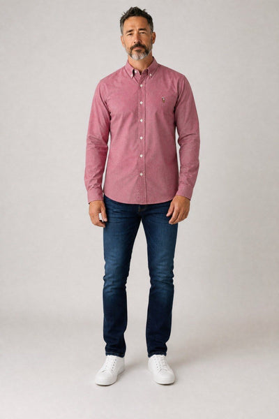 Polo Ralph Lauren Premium Vintage Rose Oxford Button Down Long Sleeve Shirt for Men – Luxury Smart Casual Statement Piece 🌹✨ - MASTERPIECE