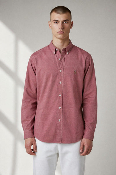 Polo Ralph Lauren Premium Vintage Rose Oxford Button Down Long Sleeve Shirt for Men – Luxury Smart Casual Statement Piece 🌹✨ - MASTERPIECE