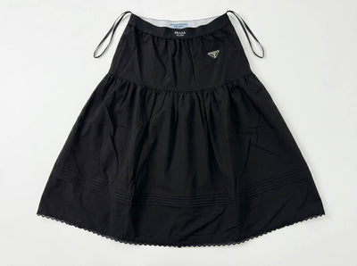Prada Black Nylon Mini Skirt with Silver Logo 🖤✨ - MASTERPIECE
