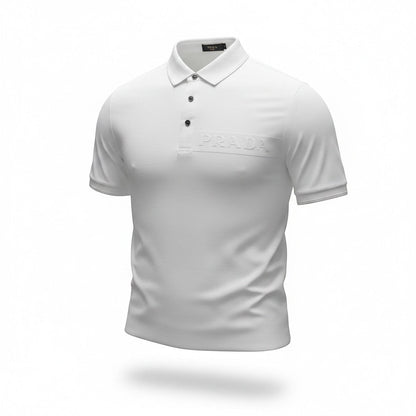 Prada Black Polo Shirt 🖤⚡ Embossed Logo Edition - MASTERPIECE