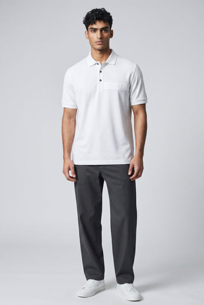 Prada Black Polo Shirt 🖤⚡ Embossed Logo Edition - MASTERPIECE