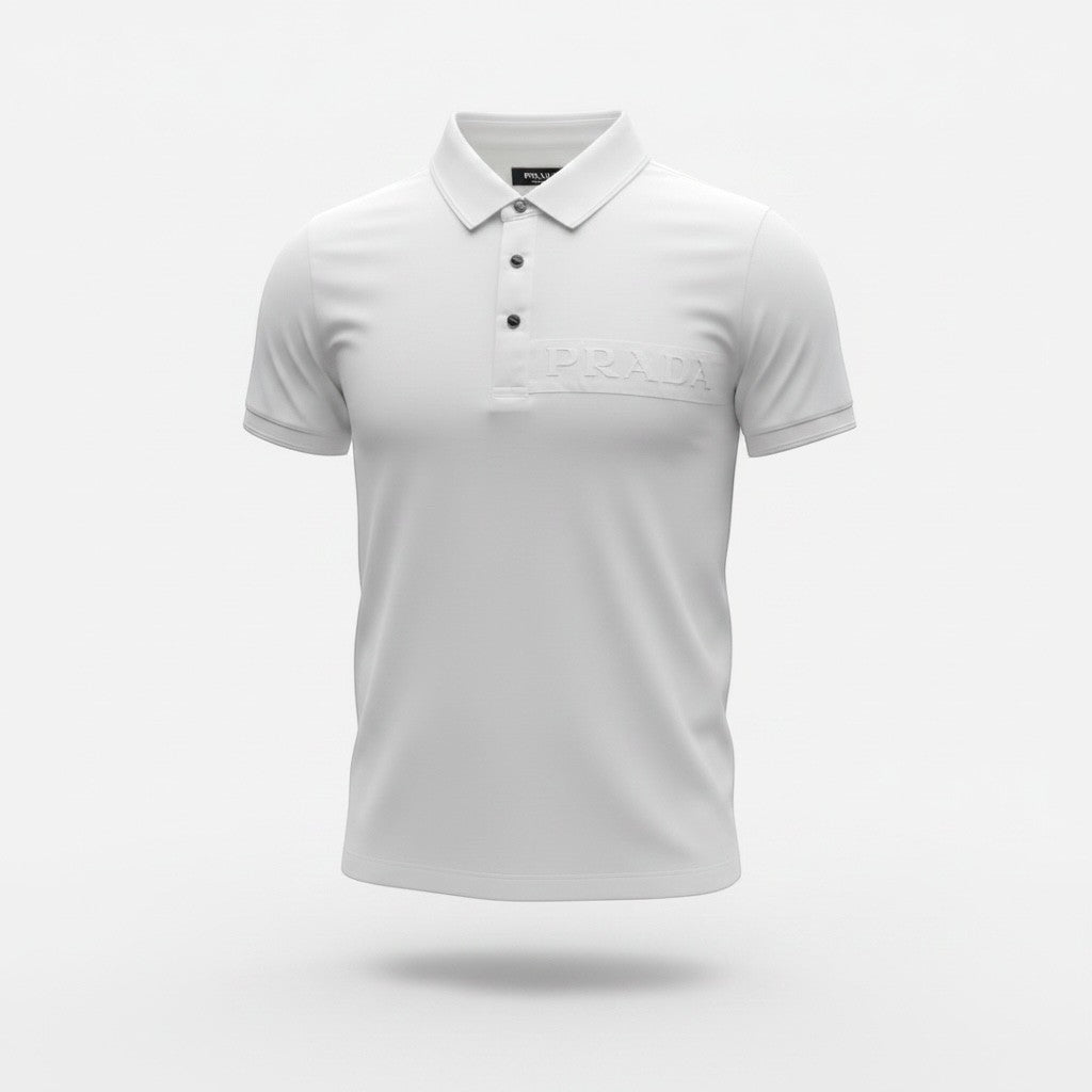 Prada Black Polo Shirt 🖤⚡ Embossed Logo Edition - MASTERPIECE