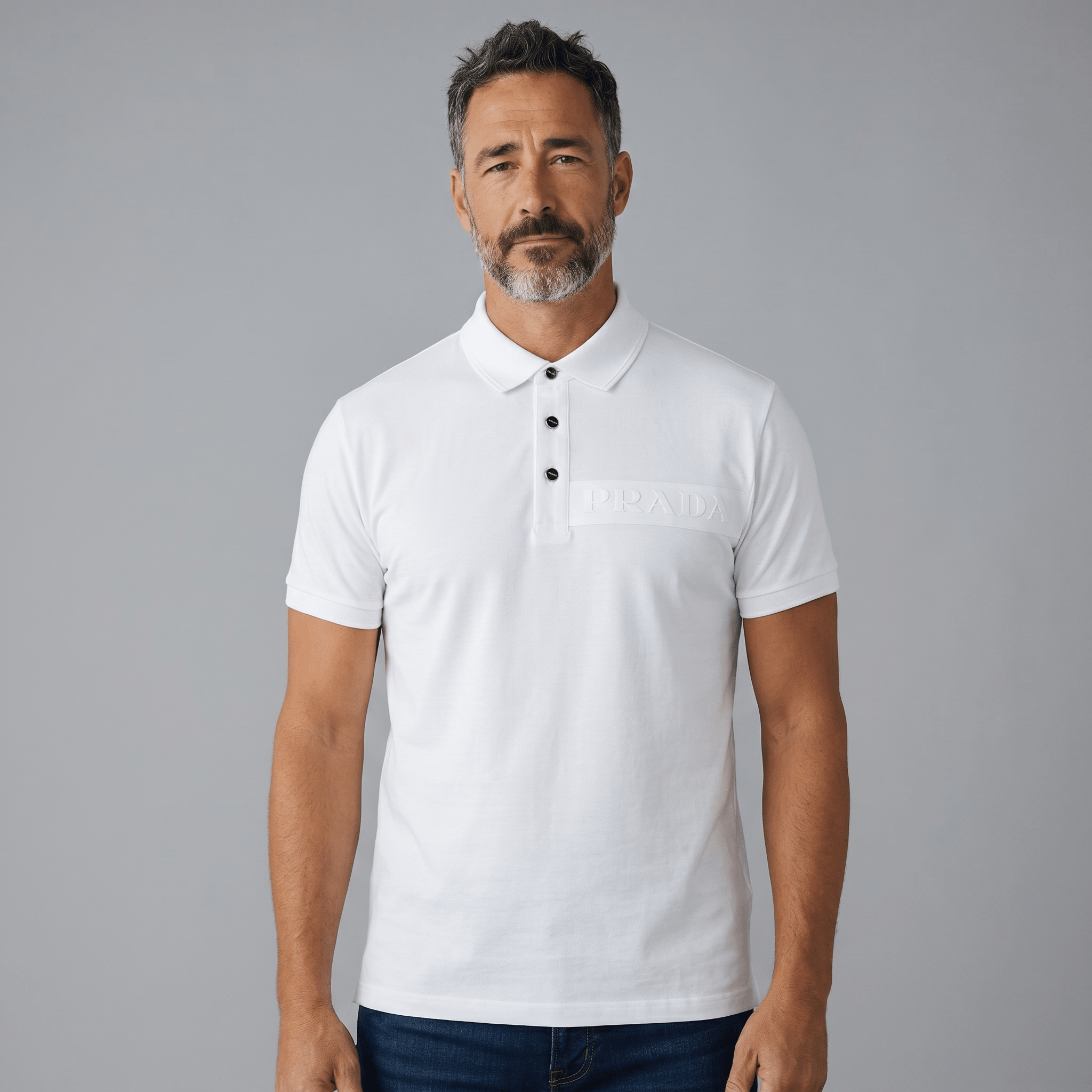 Prada Black Polo Shirt 🖤⚡ Embossed Logo Edition - MASTERPIECE