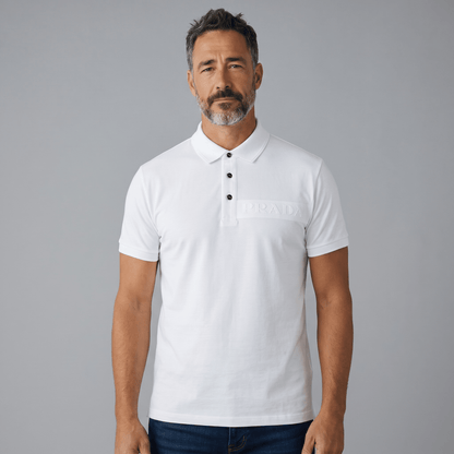 Prada Black Polo Shirt 🖤⚡ Embossed Logo Edition - MASTERPIECE