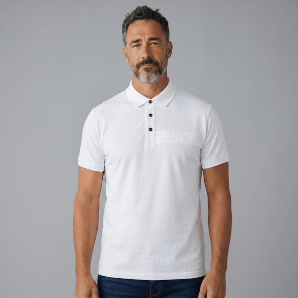 Prada Black Polo Shirt 🖤⚡ Embossed Logo Edition