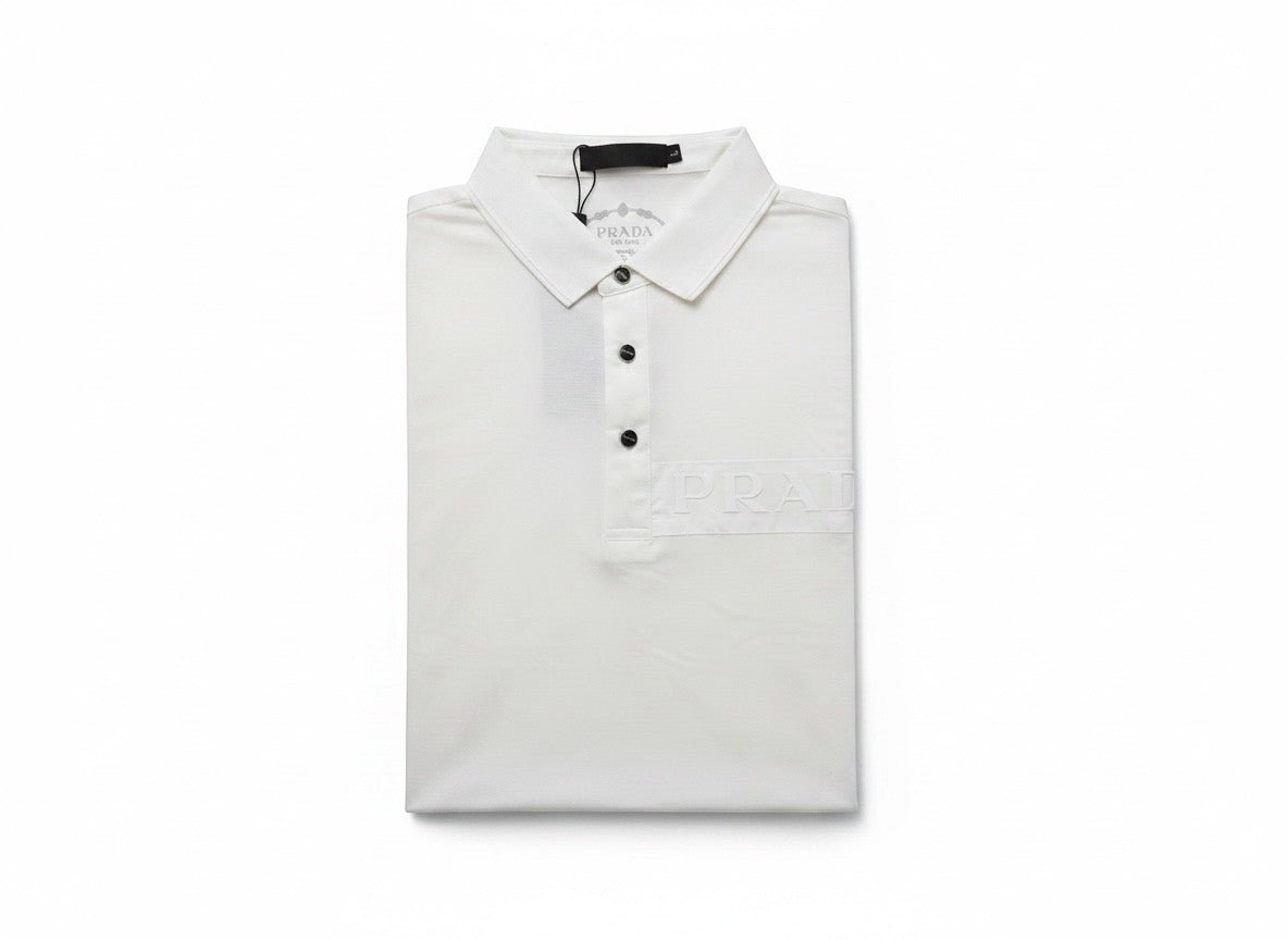 Prada Black Polo Shirt 🖤⚡ Embossed Logo Edition - MASTERPIECE
