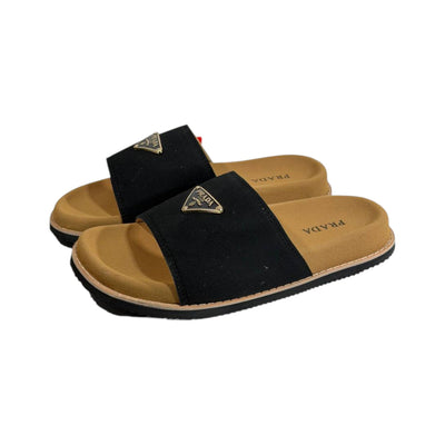 Prada Black Signature Slides – Timeless Comfort Luxury Sandals 🖤✨ - MASTERPIECE