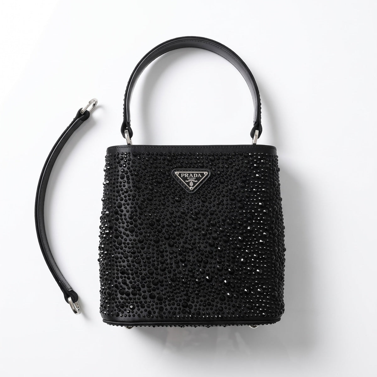 Prada Crystal Bucket Bag – Black Luxe ✨🖤 - MASTERPIECE