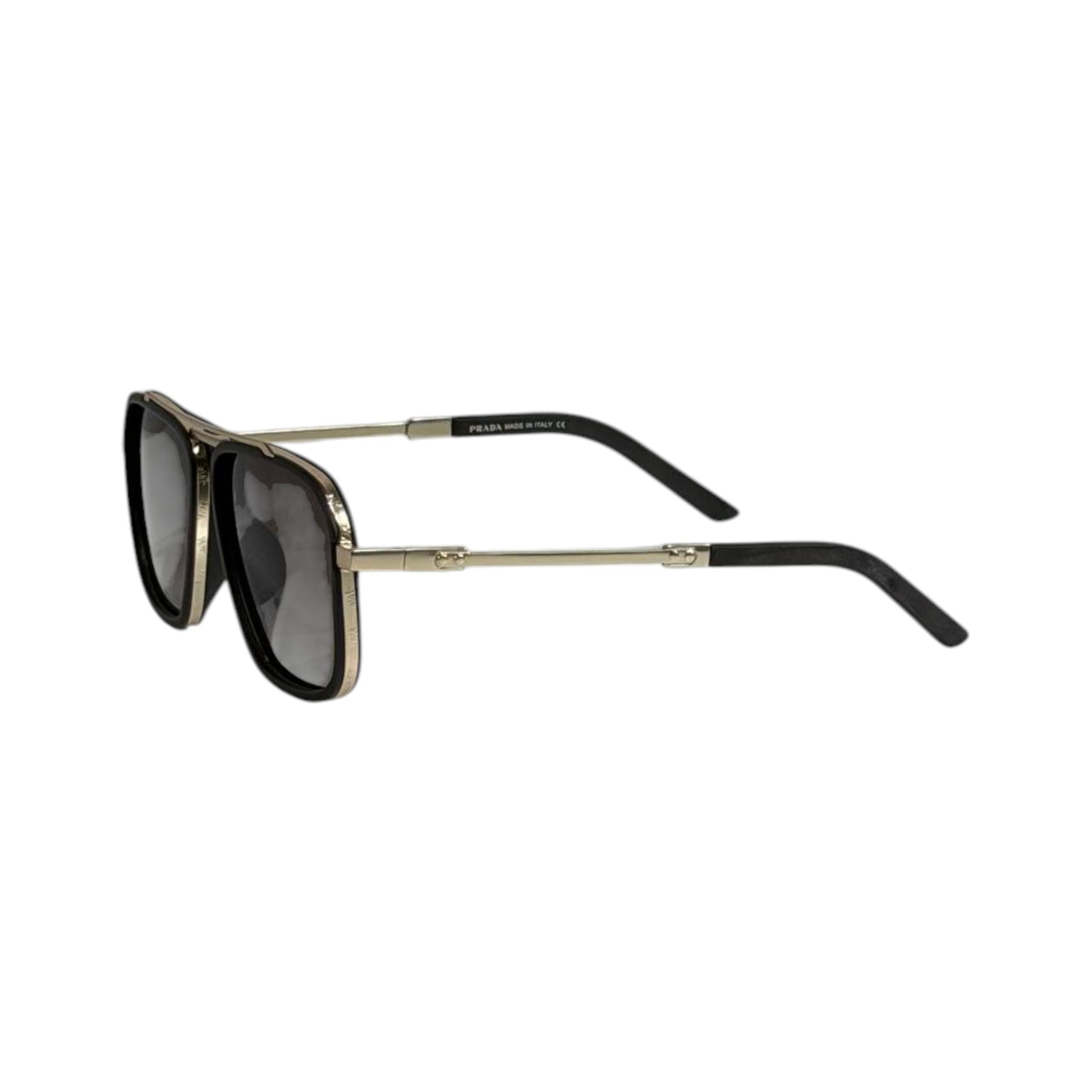 Prada Double Bridge Square Sunglasses – Black & Gold Luxury Frame 🕶️✨ - MASTERPIECE