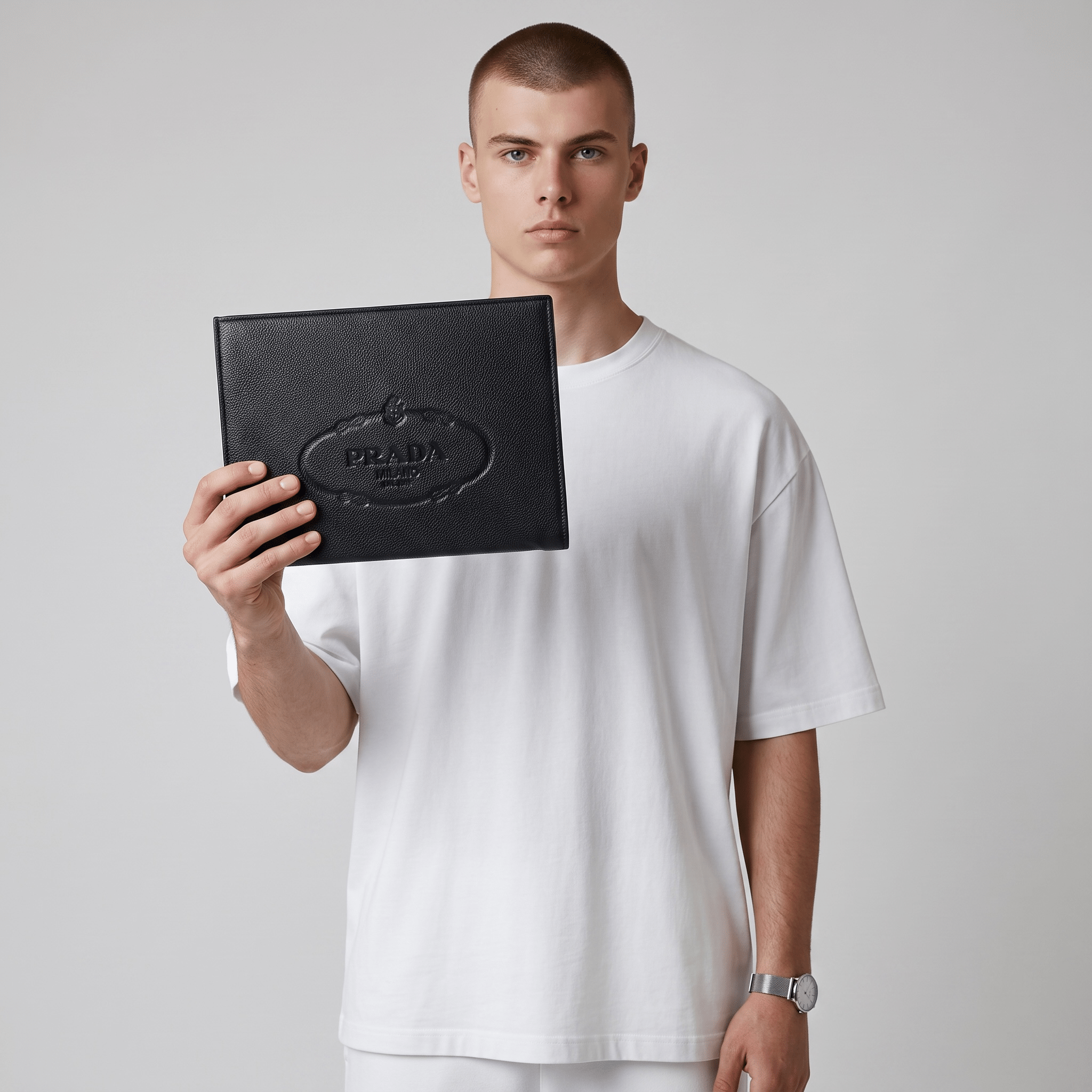 🖤 Prada Embossed Leather Document Holder - MASTERPIECE