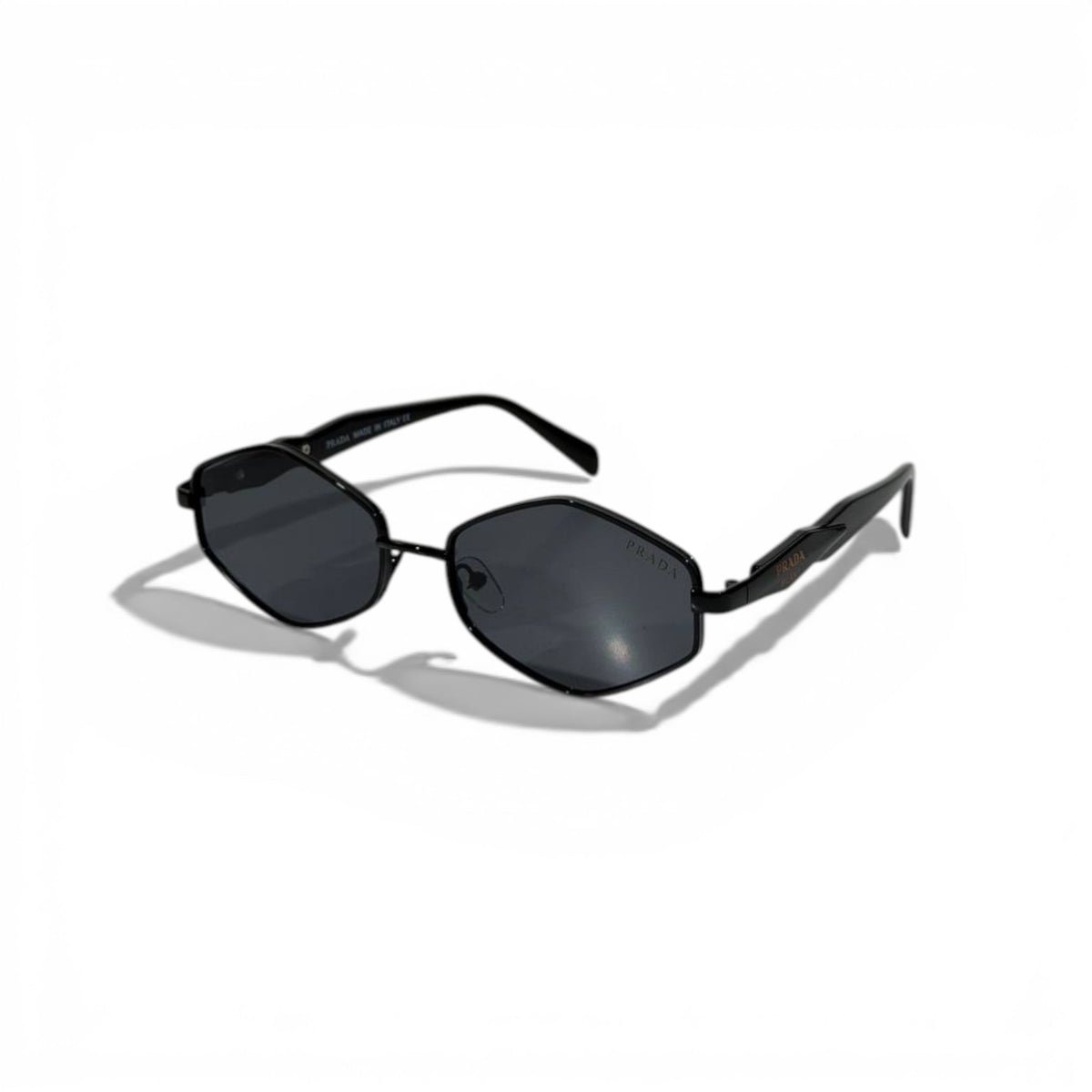 Prada Geometric Metal Sunglasses — Black - MASTERPIECE