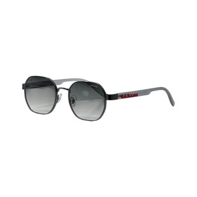 🕶️ Prada Linea Rossa Round Metal Sunglasses – Silver & Black Edition ✨ - MASTERPIECE