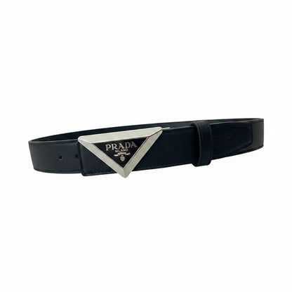 Prada Luxury Black Belt 120CM – Triangle Logo Buckle Premium Designer Belt ✨🖤 - MASTERPIECE