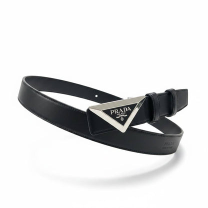 Prada Luxury Black Belt 120CM – Triangle Logo Buckle Premium Designer Belt ✨🖤 - MASTERPIECE