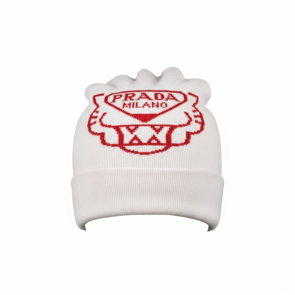 Prada Milano Beanie — White & Red - MASTERPIECE
