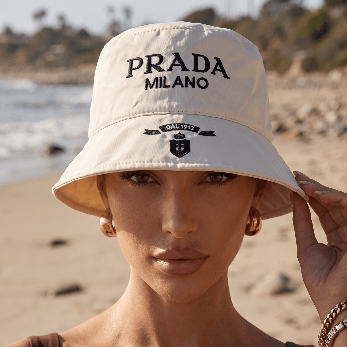 Prada Milano Bucket Hat — Beige - MASTERPIECE