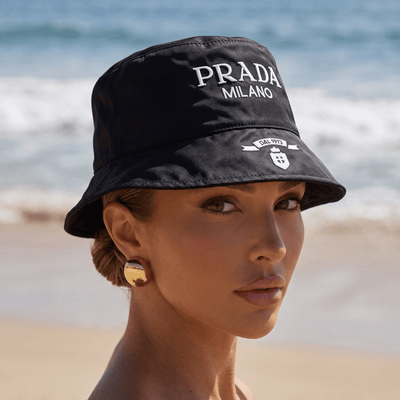 Prada Milano Embroidered Bucket Hat — Black - MASTERPIECE