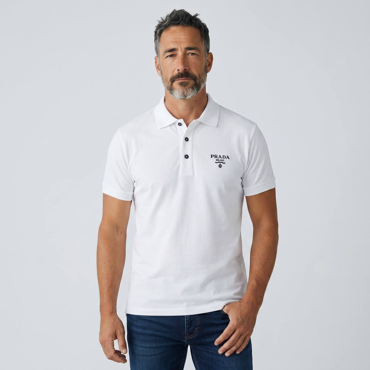 Prada Milano Essential Polo – White Edition 🤍✨ - MASTERPIECE