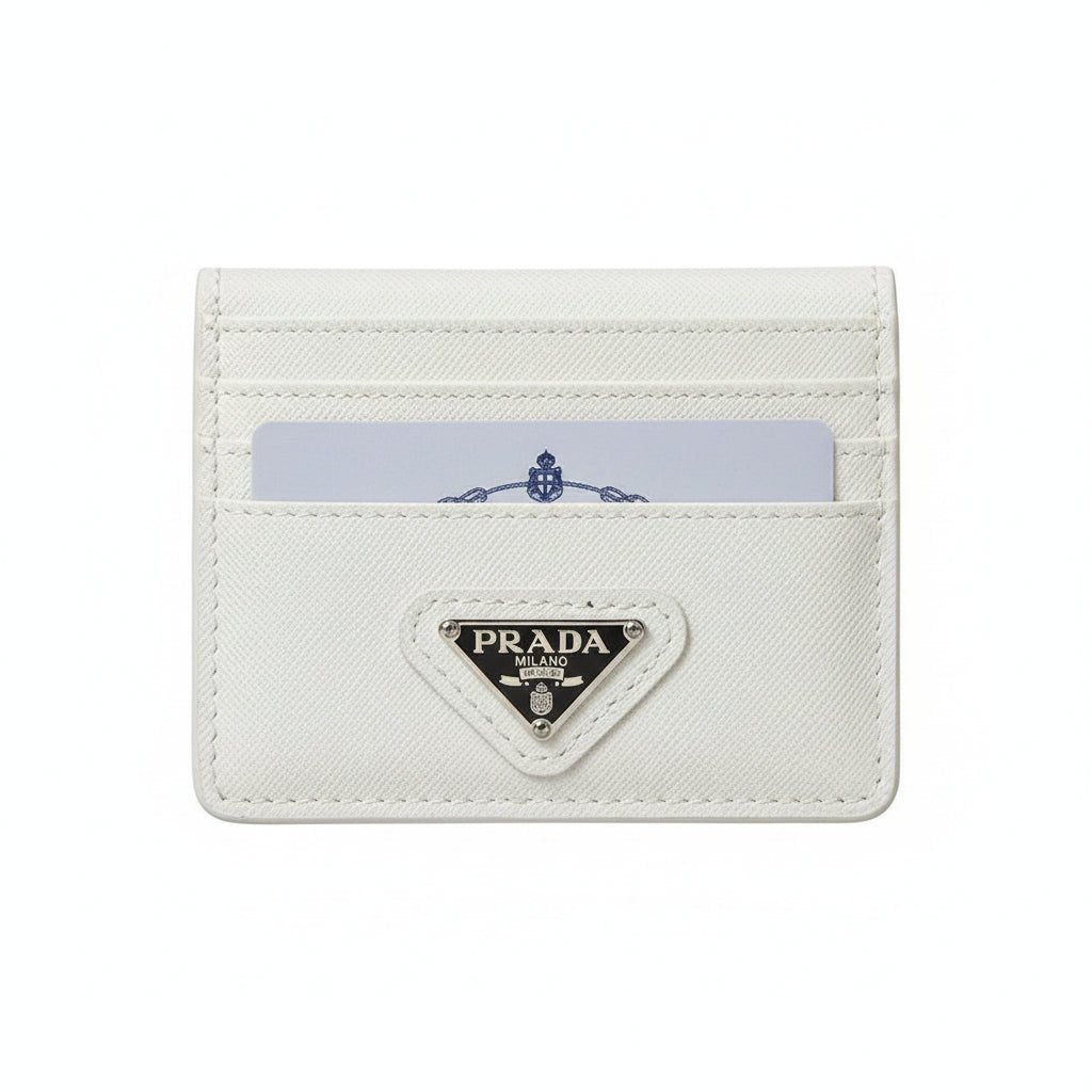 Prada Milano Saffiano Card Holder — White - MASTERPIECE