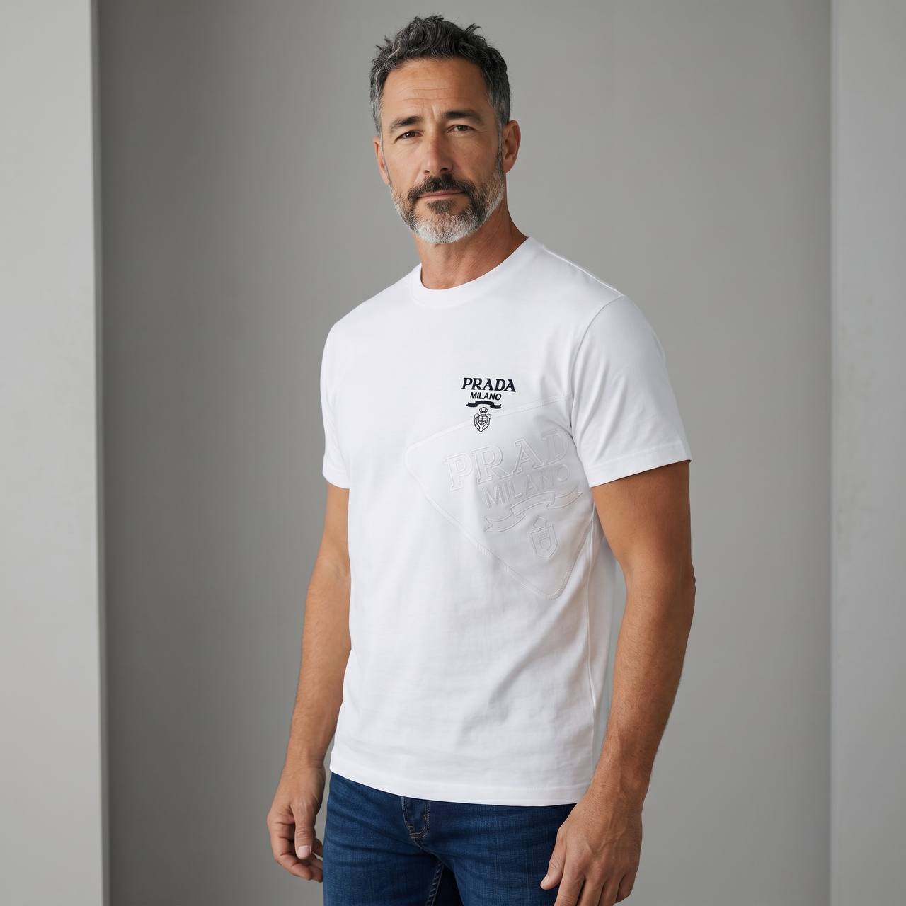 Prada Milano Signature Embossed Tee 🤍✨ - MASTERPIECE
