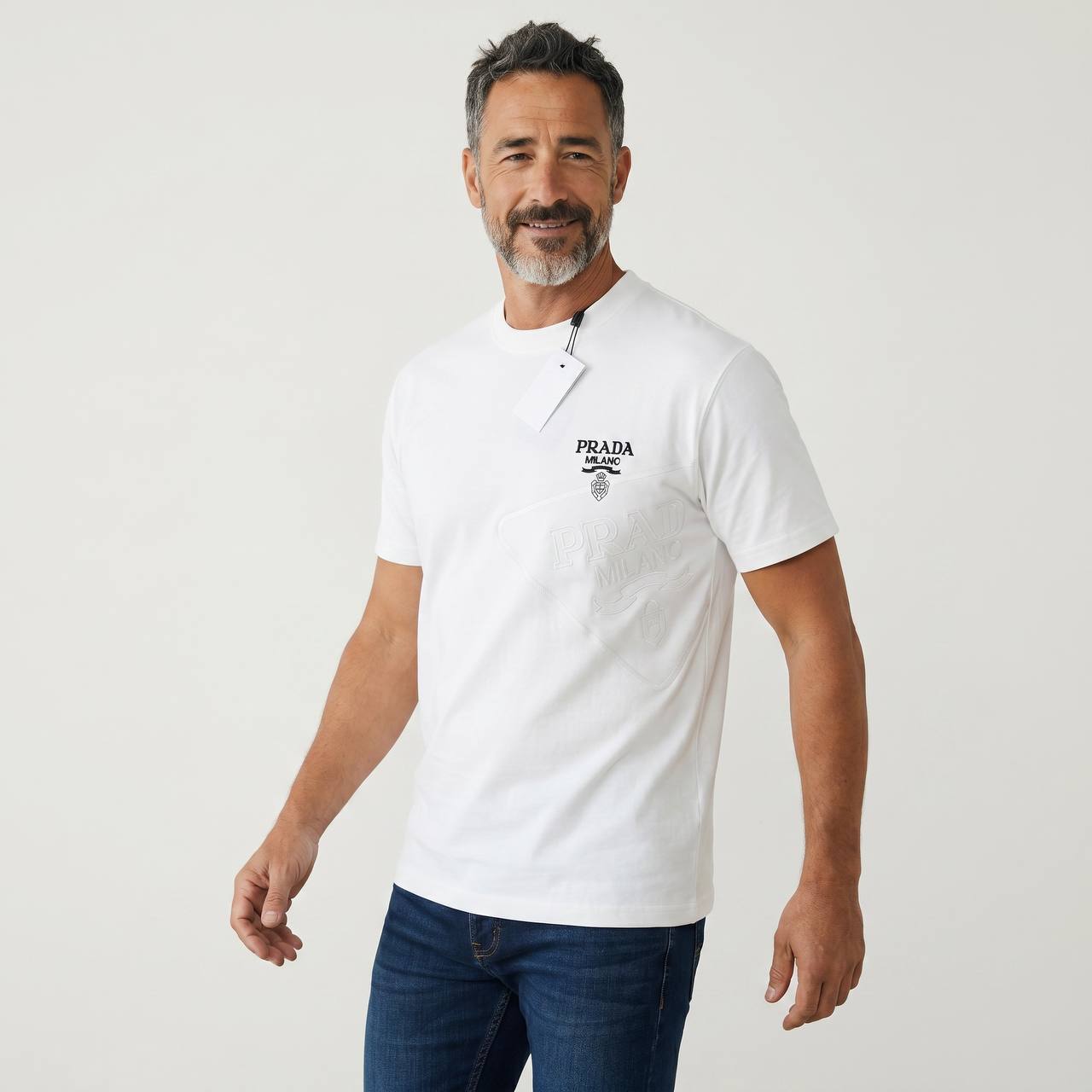 Prada Milano Signature Embossed Tee 🤍✨ - MASTERPIECE