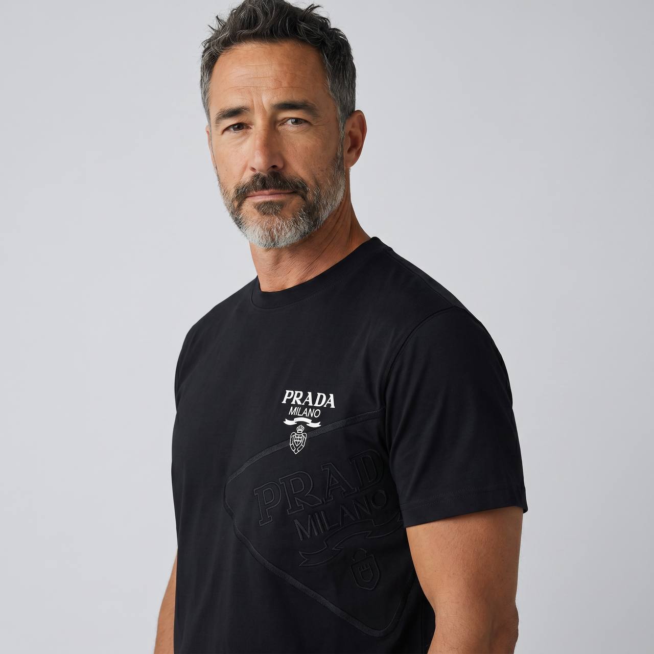Prada Milano Signature Tee – Black Edition 🖤✨ - MASTERPIECE